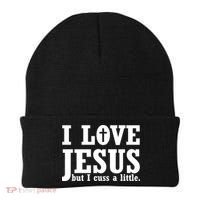 I Love Jesus But I Cuss A Little Beanie thumb 0