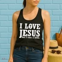 I Love Jesus But I Cuss A Little Women's Tank Top thumb 2