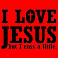 I Love Jesus But I Cuss A Little Santa Hat thumb 1