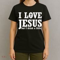 I Love Jesus But I Drink A Little T-Shirt thumb 4
