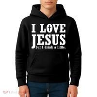 I Love Jesus But I Drink A Little Kids Hoodie thumb 4