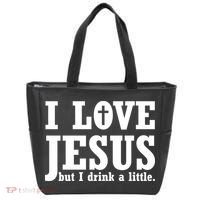 I Love Jesus But I Drink A Little Tote Bag thumb 0