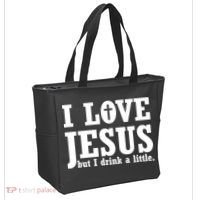 I Love Jesus But I Drink A Little Tote Bag thumb 2