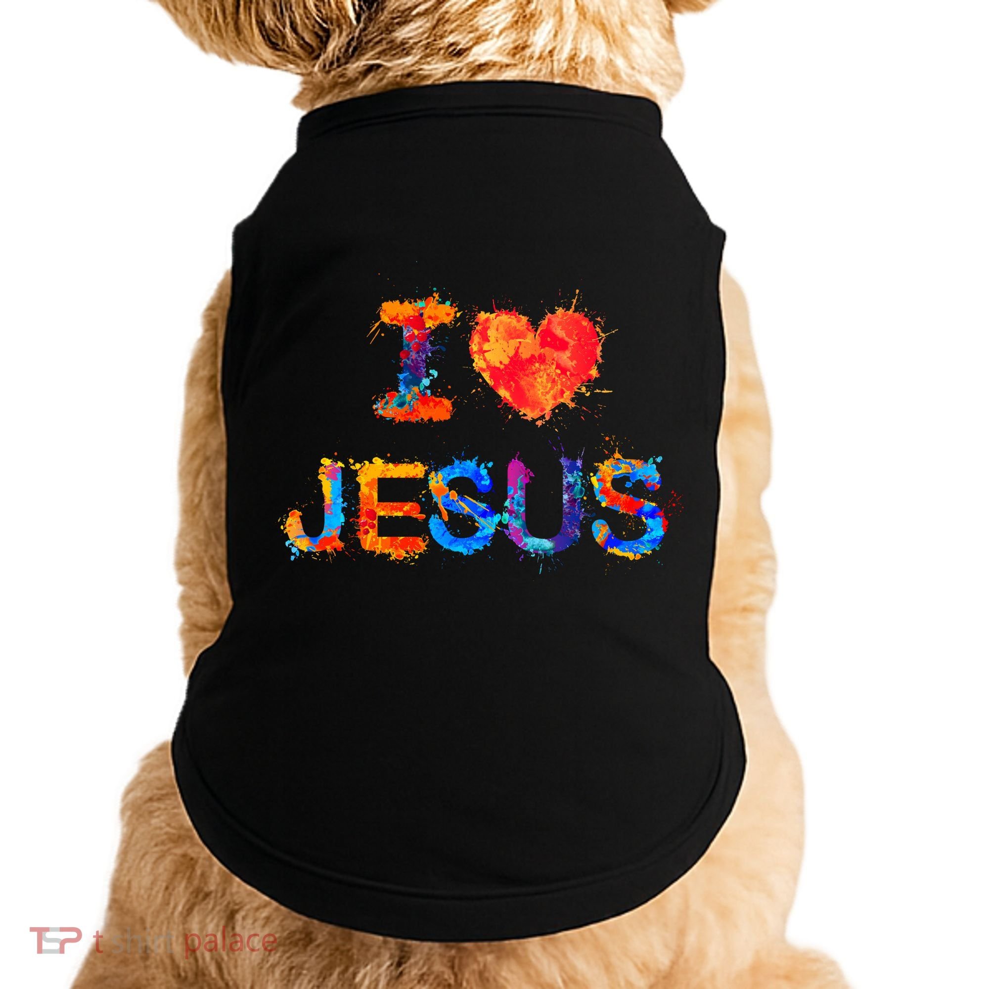 I Love Jesus Paint Splatter Doggie Tank