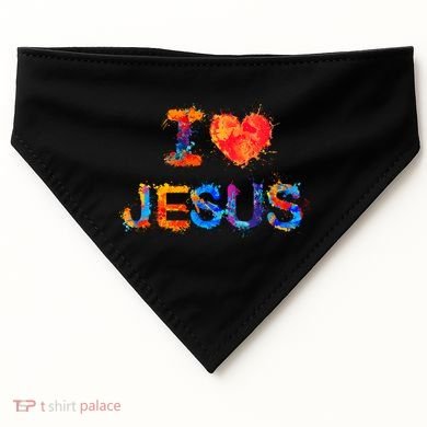 I Love Jesus Paint Splatter USA-Made Doggie Bandana
