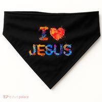 I Love Jesus Paint Splatter USA-Made Doggie Bandana thumb 0