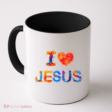 I Love Jesus Paint Splatter Coffee Mug