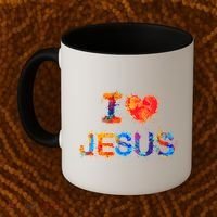 I Love Jesus Paint Splatter Coffee Mug thumb 2