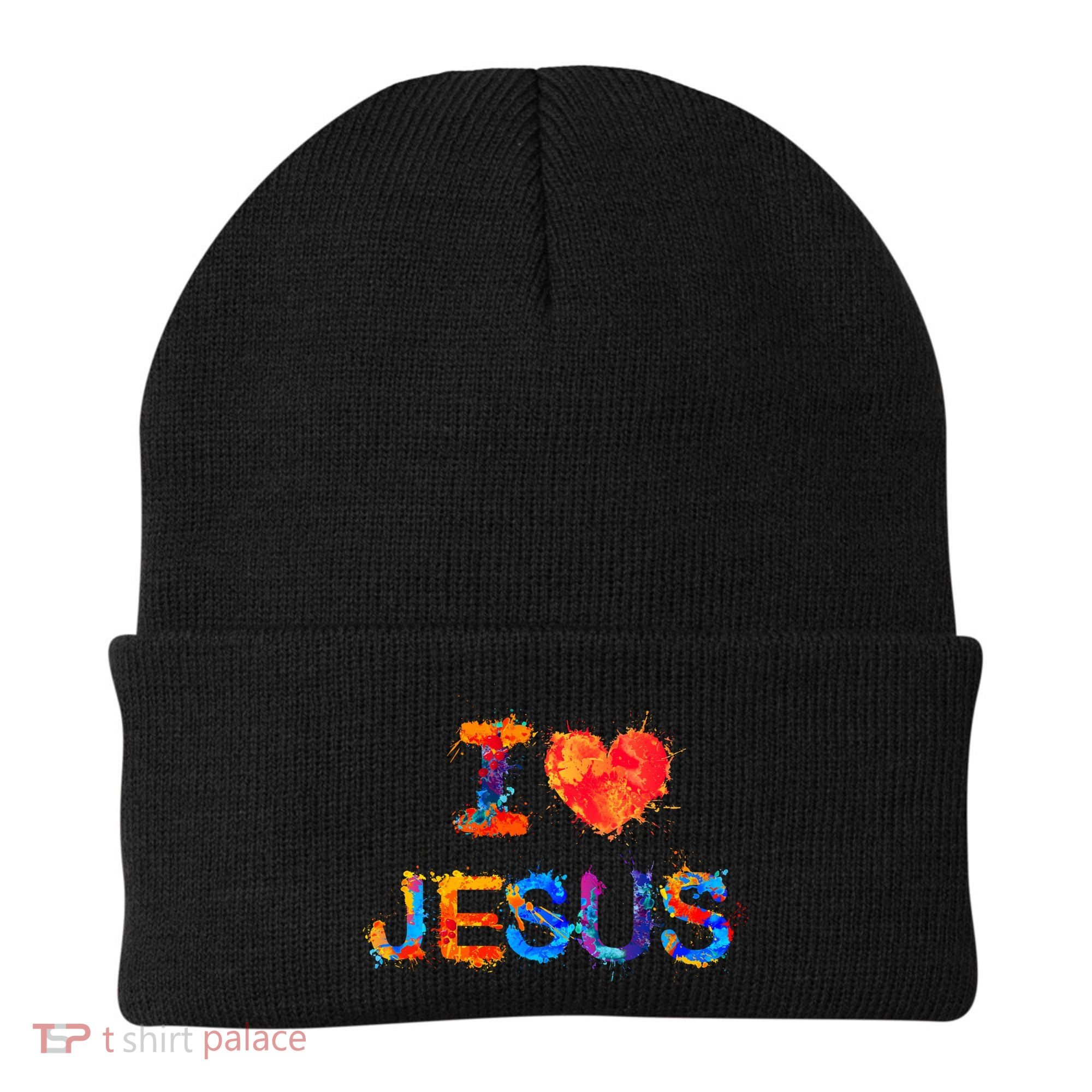 I Love Jesus Paint Splatter Beanie