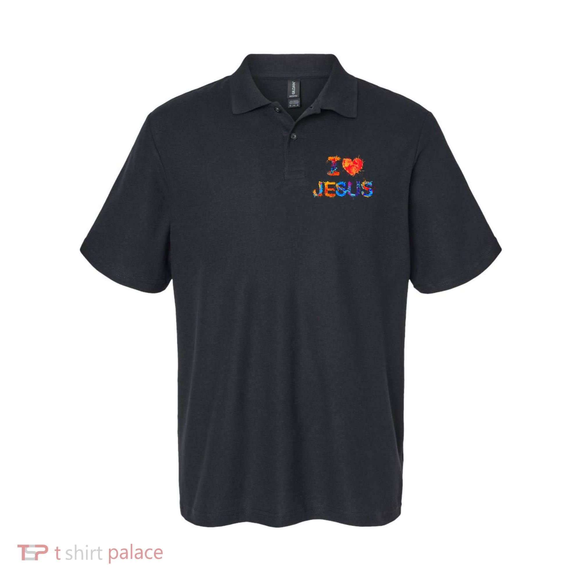 I Love Jesus Paint Splatter Polo