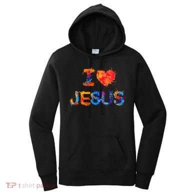 I Love Jesus Paint Splatter Women's Hoodie