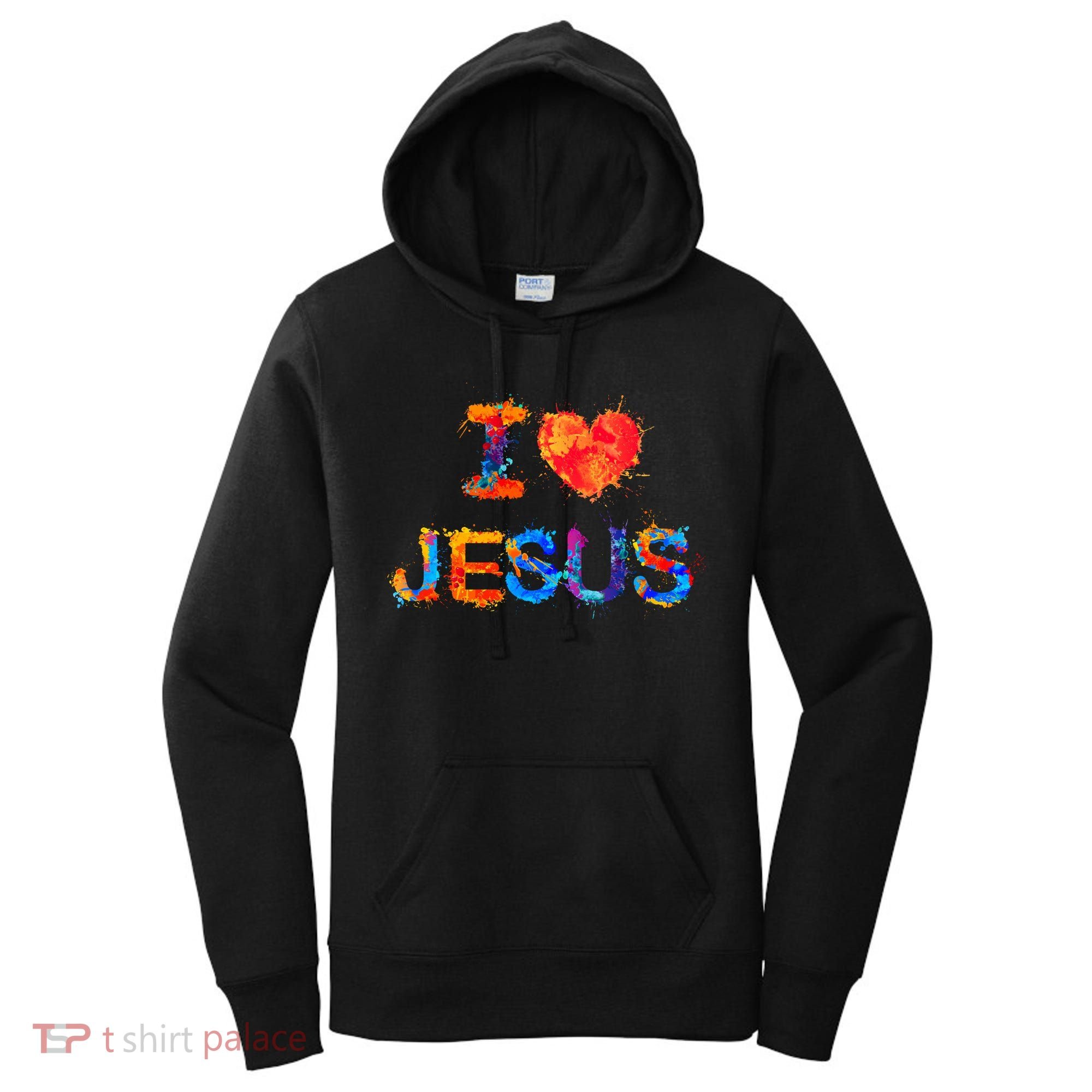 I Love Jesus Paint Splatter Women's Hoodie
