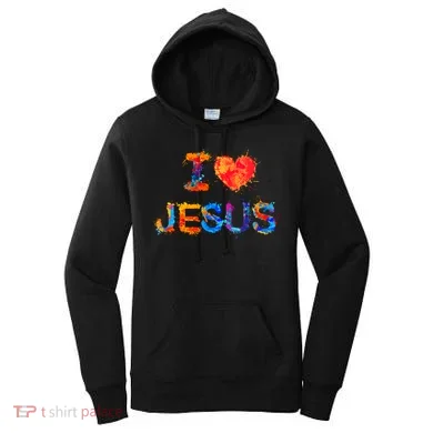 I Love Jesus Paint Splatter Women's Hoodie