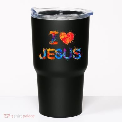 I Love Jesus Paint Splatter Tumbler