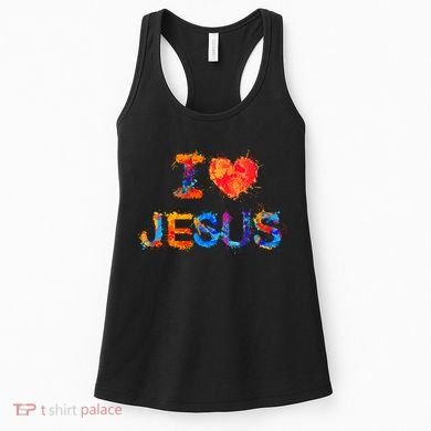 I Love Jesus Paint Splatter Women's Tank Top