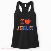 I Love Jesus Paint Splatter Women's Tank Top thumb 0