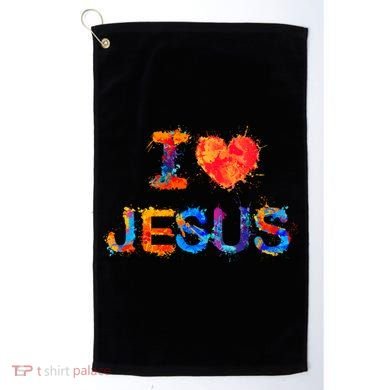 I Love Jesus Paint Splatter Golf Towel
