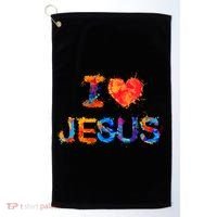 I Love Jesus Paint Splatter Golf Towel thumb 0