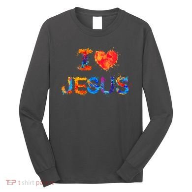 I Love Jesus Paint Splatter Long Sleeve Shirt