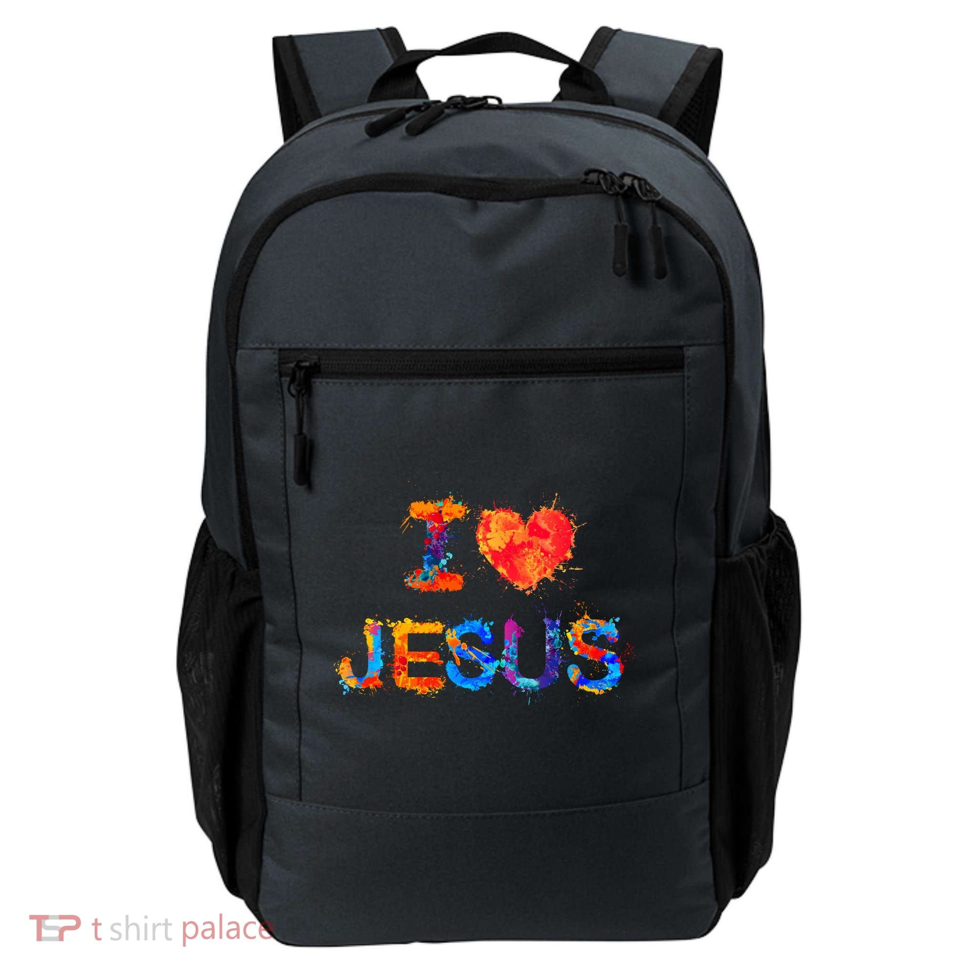 I Love Jesus Paint Splatter Backpack