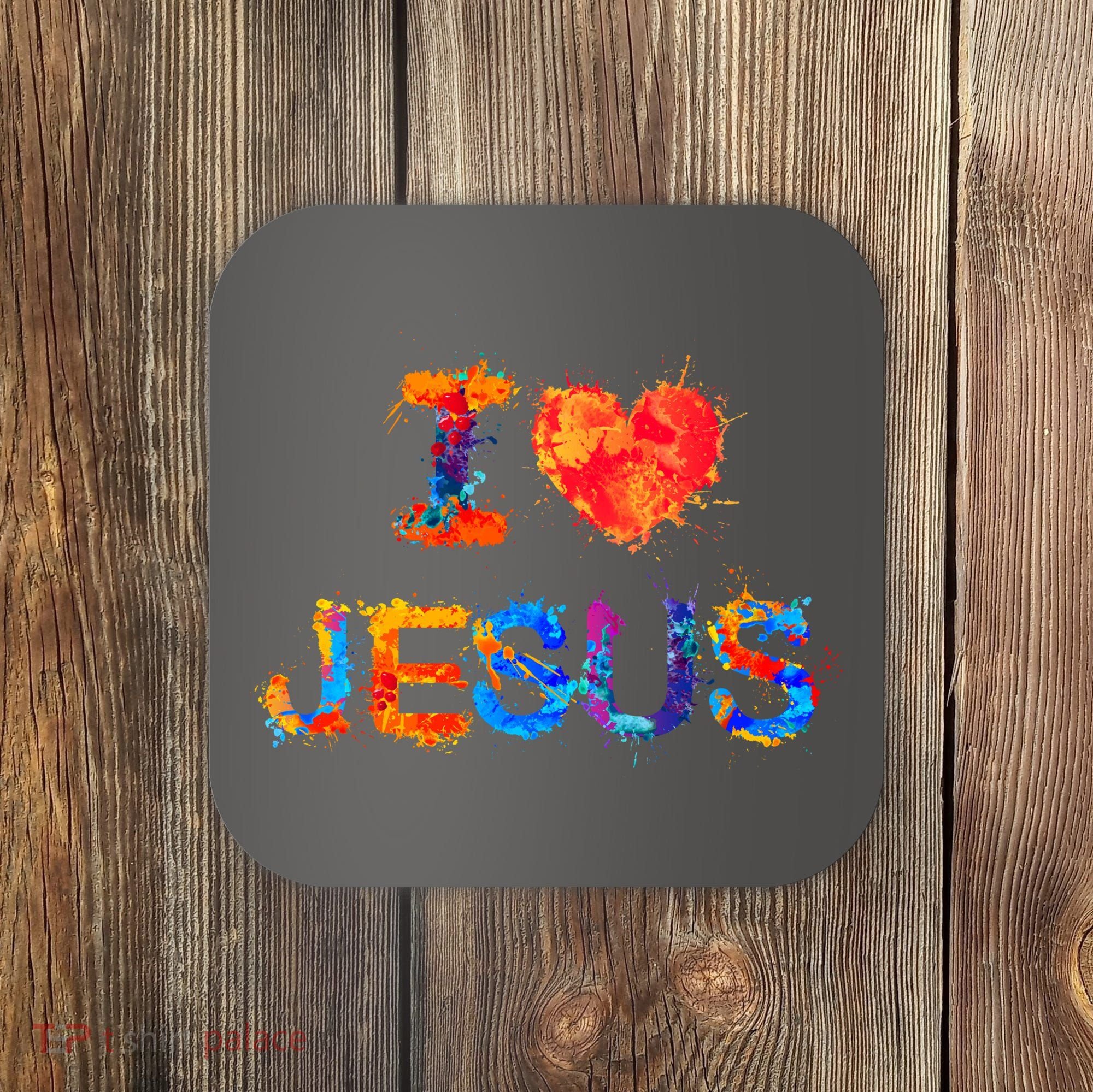 I Love Jesus Paint Splatter Coaster