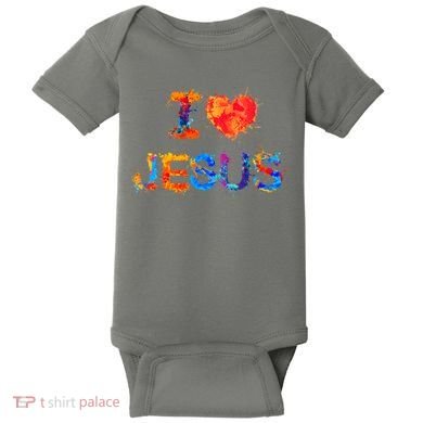 I Love Jesus Paint Splatter Baby Bodysuit