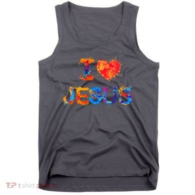 I Love Jesus Paint Splatter Tank Top