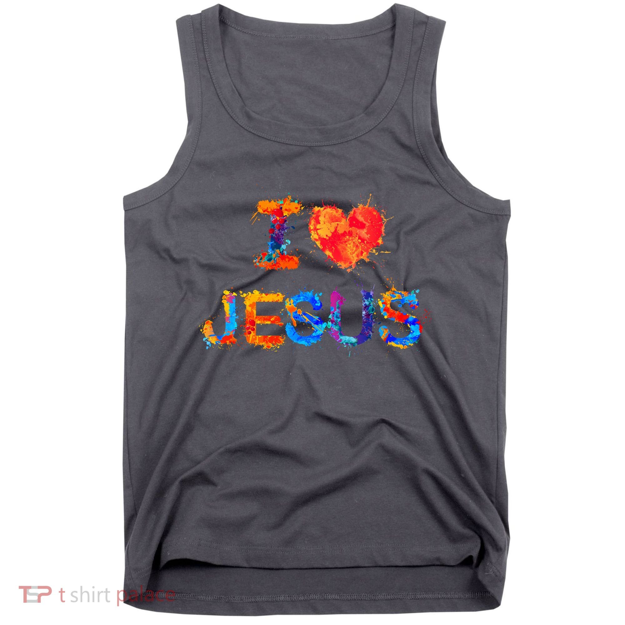 I Love Jesus Paint Splatter Tank Top