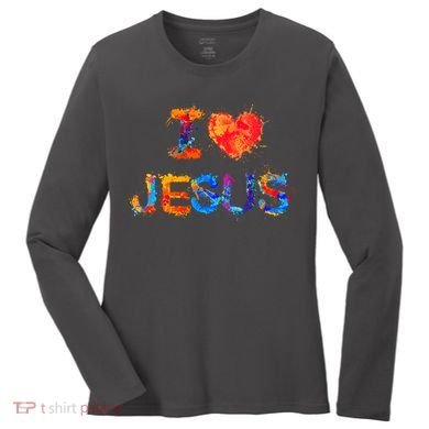 I Love Jesus Paint Splatter Women's Long Sleeve Shirt