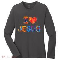 I Love Jesus Paint Splatter Women's Long Sleeve Shirt thumb 0