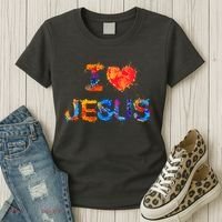 I Love Jesus Paint Splatter Women's T-Shirt thumb 3