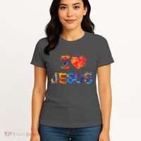 I Love Jesus Paint Splatter Women's T-Shirt thumb 4