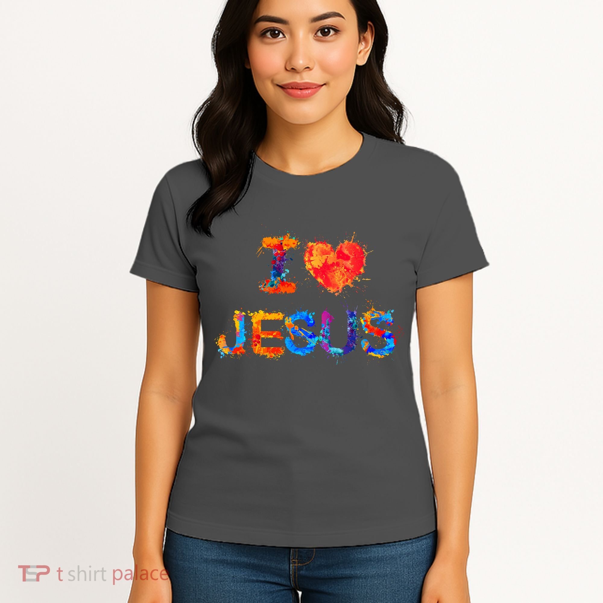 I Love Jesus Paint Splatter Women's T-Shirt