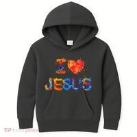 I Love Jesus Paint Splatter Kids Hoodie thumb 0