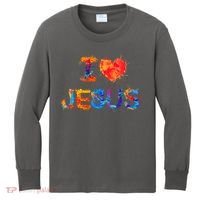 I Love Jesus Paint Splatter Kids Long Sleeve Shirt thumb 0