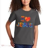 I Love Jesus Paint Splatter Kids T-Shirt thumb 2