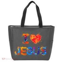 I Love Jesus Paint Splatter Tote Bag thumb 0