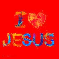 I Love Jesus Paint Splatter Santa Hat thumb 1
