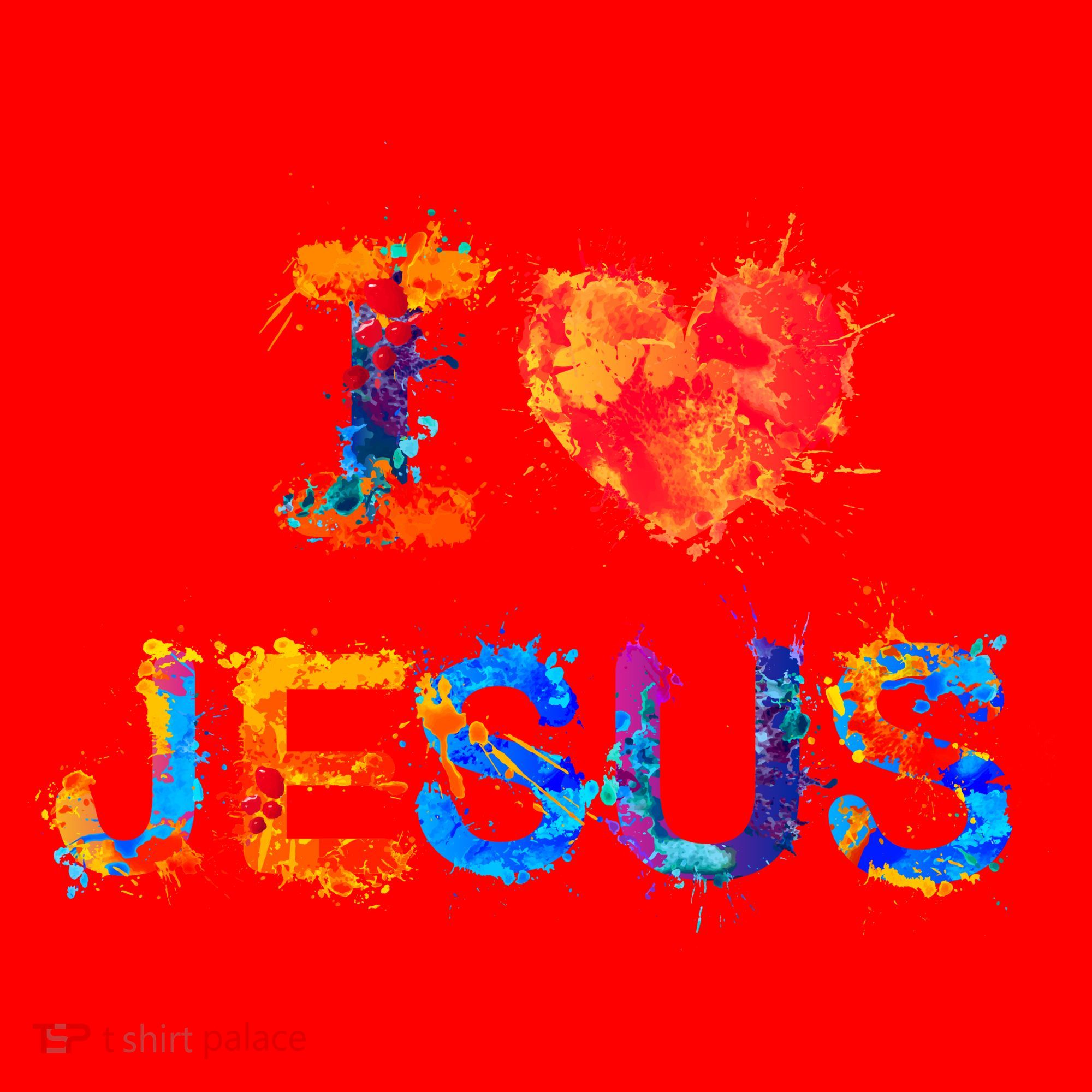 I Love Jesus Paint Splatter Santa Hat