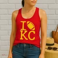 I Love Kansas City Football Fan Women's Tank Top thumb 2