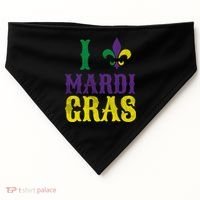 I Love Mardi Gras USA-Made Doggie Bandana thumb 0