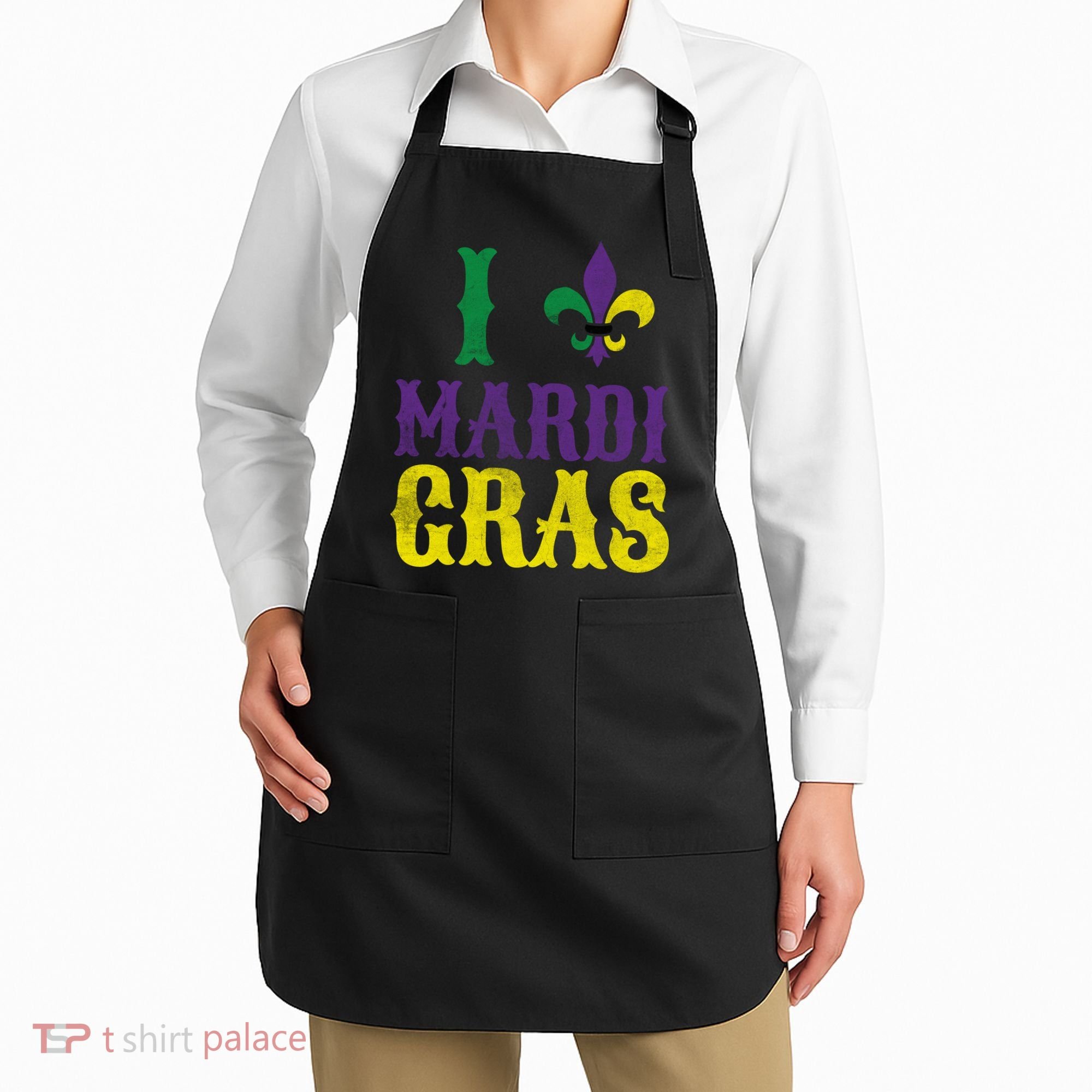 I Love Mardi Gras Apron