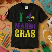 I Love Mardi Gras Kids T-Shirt thumb 3