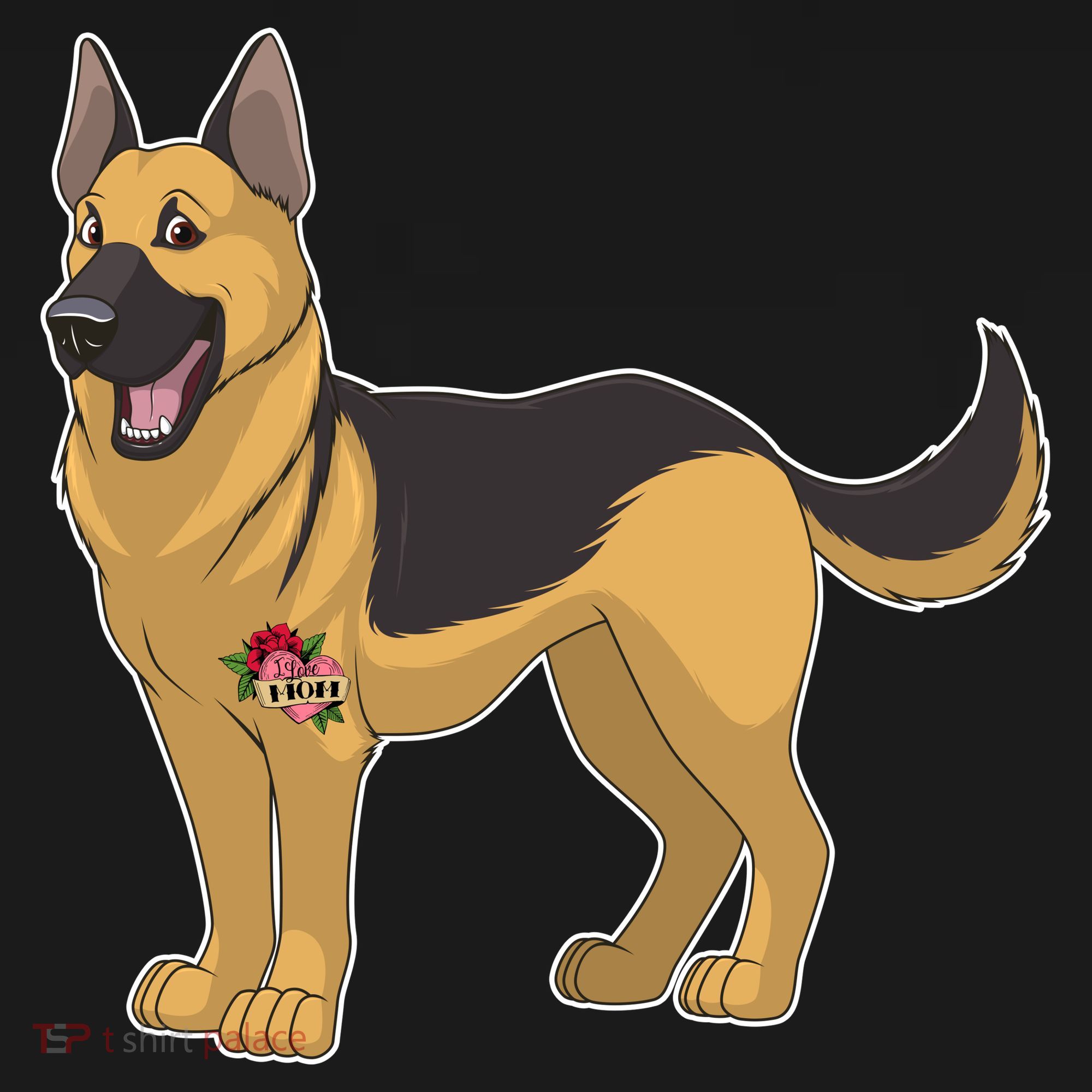 I Love Mom Tattoo German Shepard Backpack