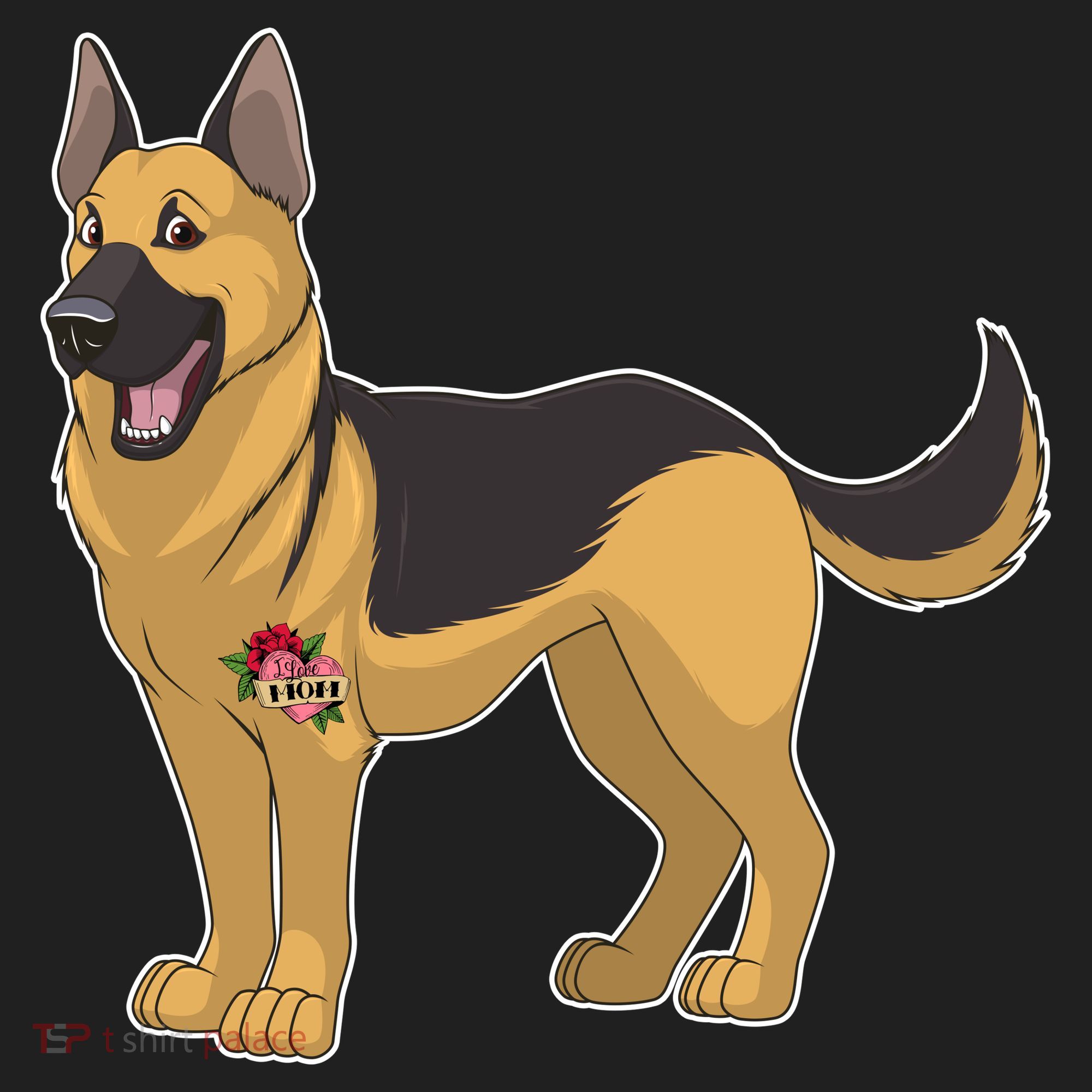 I Love Mom Tattoo German Shepard Hat