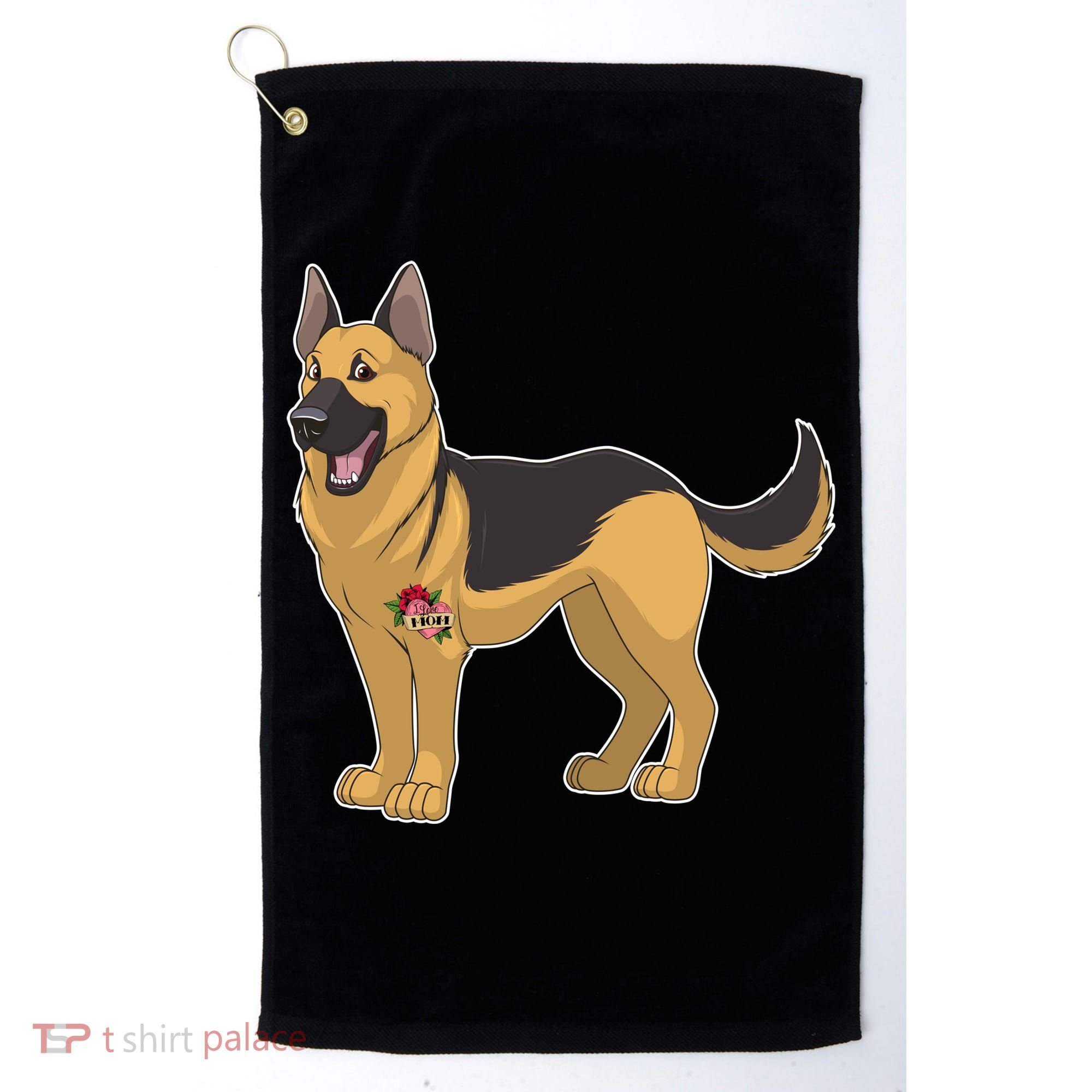 I Love Mom Tattoo German Shepard Golf Towel