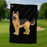 I Love Mom Tattoo German Shepard Golf Towel thumb 1