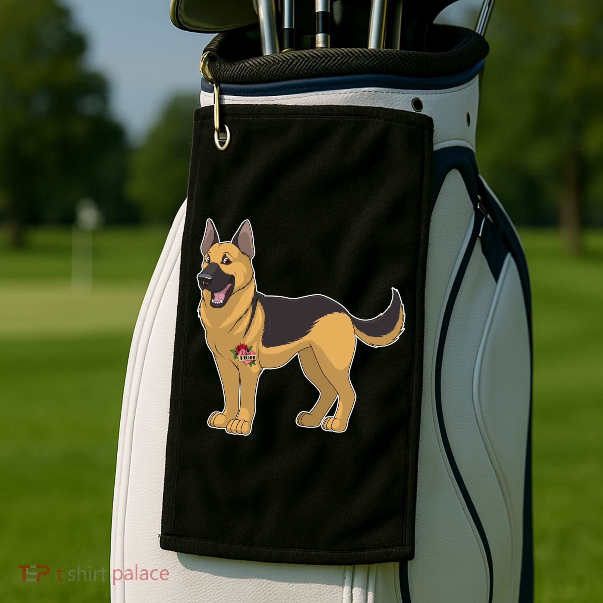I Love Mom Tattoo German Shepard Golf Towel