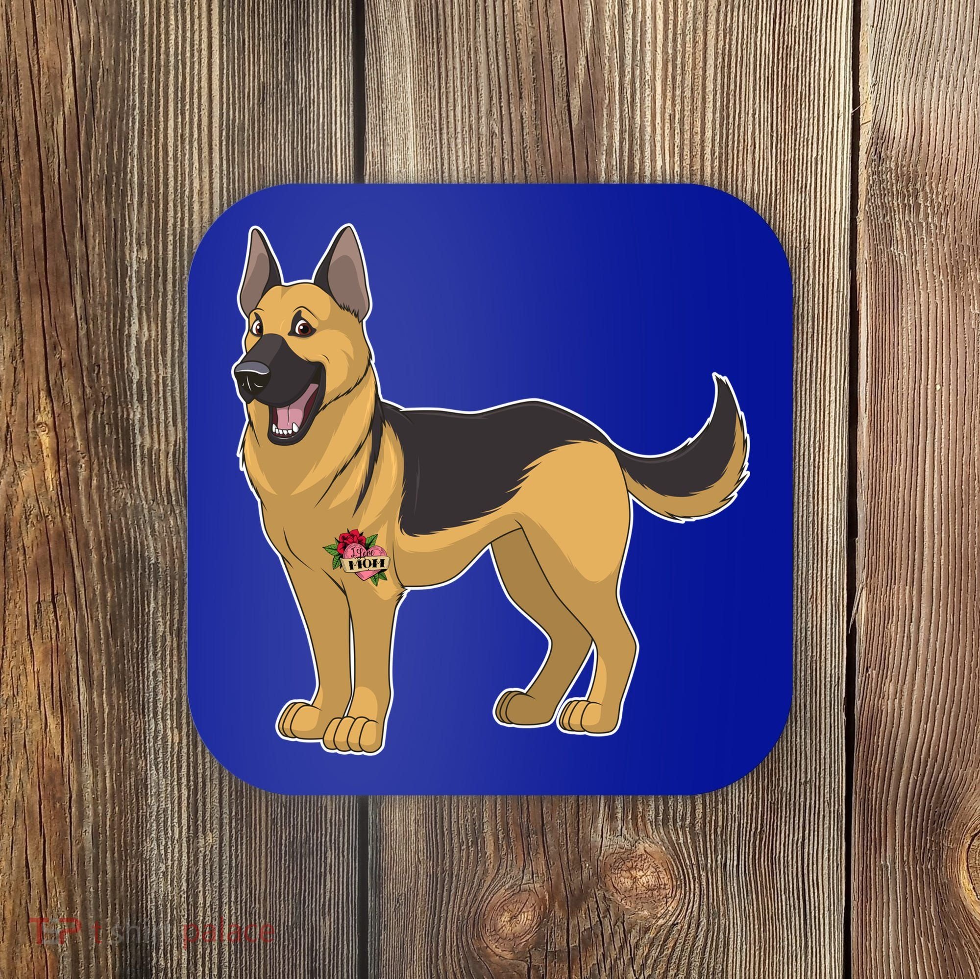 I Love Mom Tattoo German Shepard Coaster