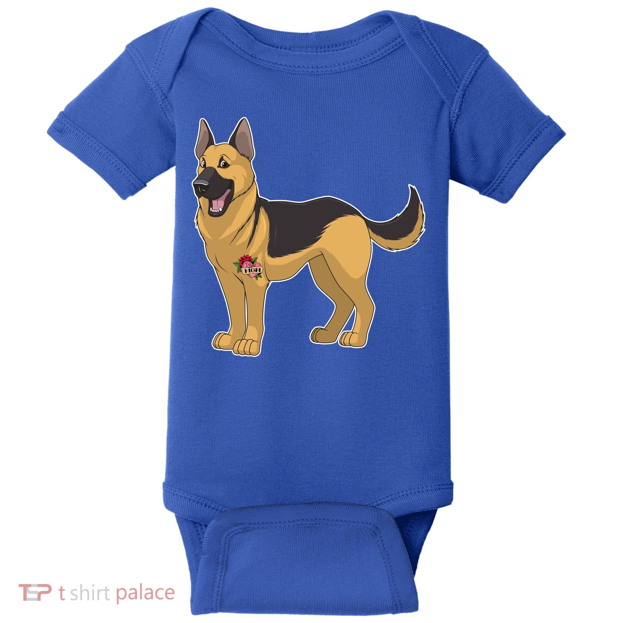 I Love Mom Tattoo German Shepard Baby Bodysuit